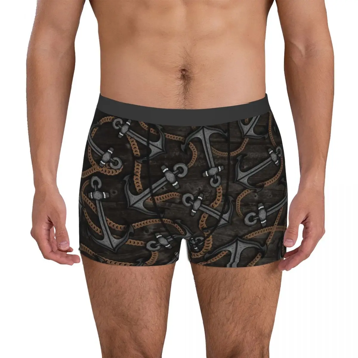 Anchors Underpants Breathbale Panties Male Underwear Print Shorts Boxer Briefs