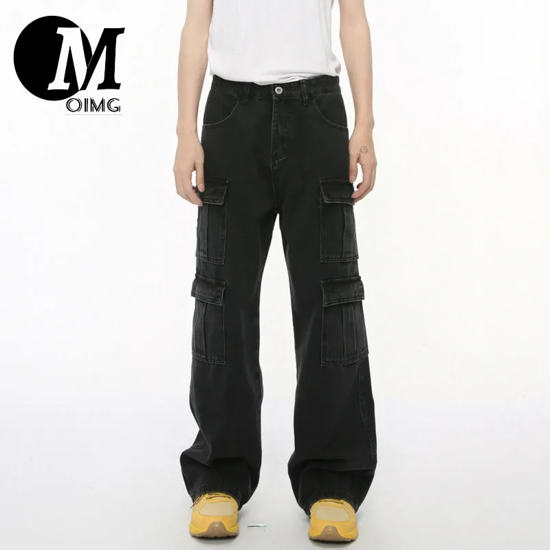 [OIMG] 2024 Autumn New Product Street Trendy Straight Tube Multi Pocket Decorative Wide Leg Workwear Jeans