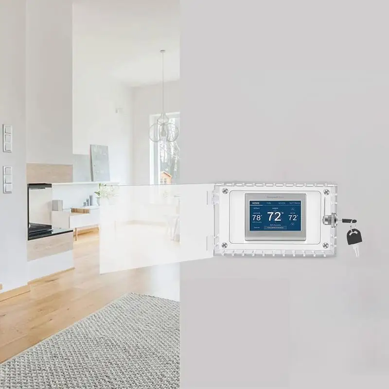 Universal Thermostat Lock Box With Key Clear Acrylic Thermostat Cover With Lock Thermostat Guard Thermostat lock box