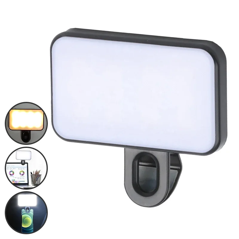 Mini Portable LED Selfie Fill Light Clip 3 Colors Warm White For Phone Tablet Computer Video Photograph Makeup Atmosphere Light