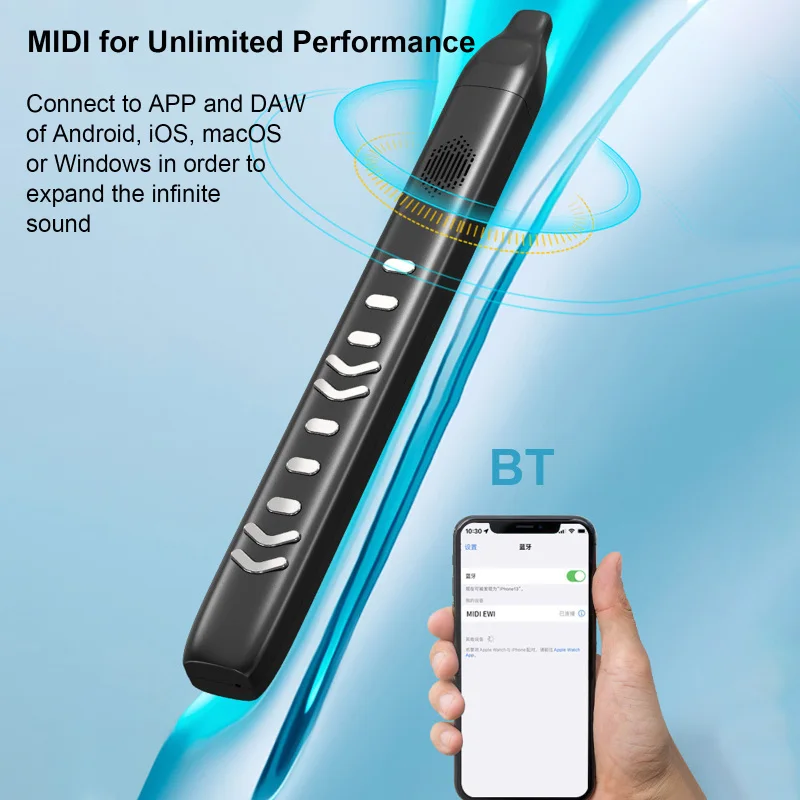 Digital Electronic Wind Instrument Portable Synthesizer 10 Tones Adjustable Sensitivity Built-in Speaker Supports APP BT Connect