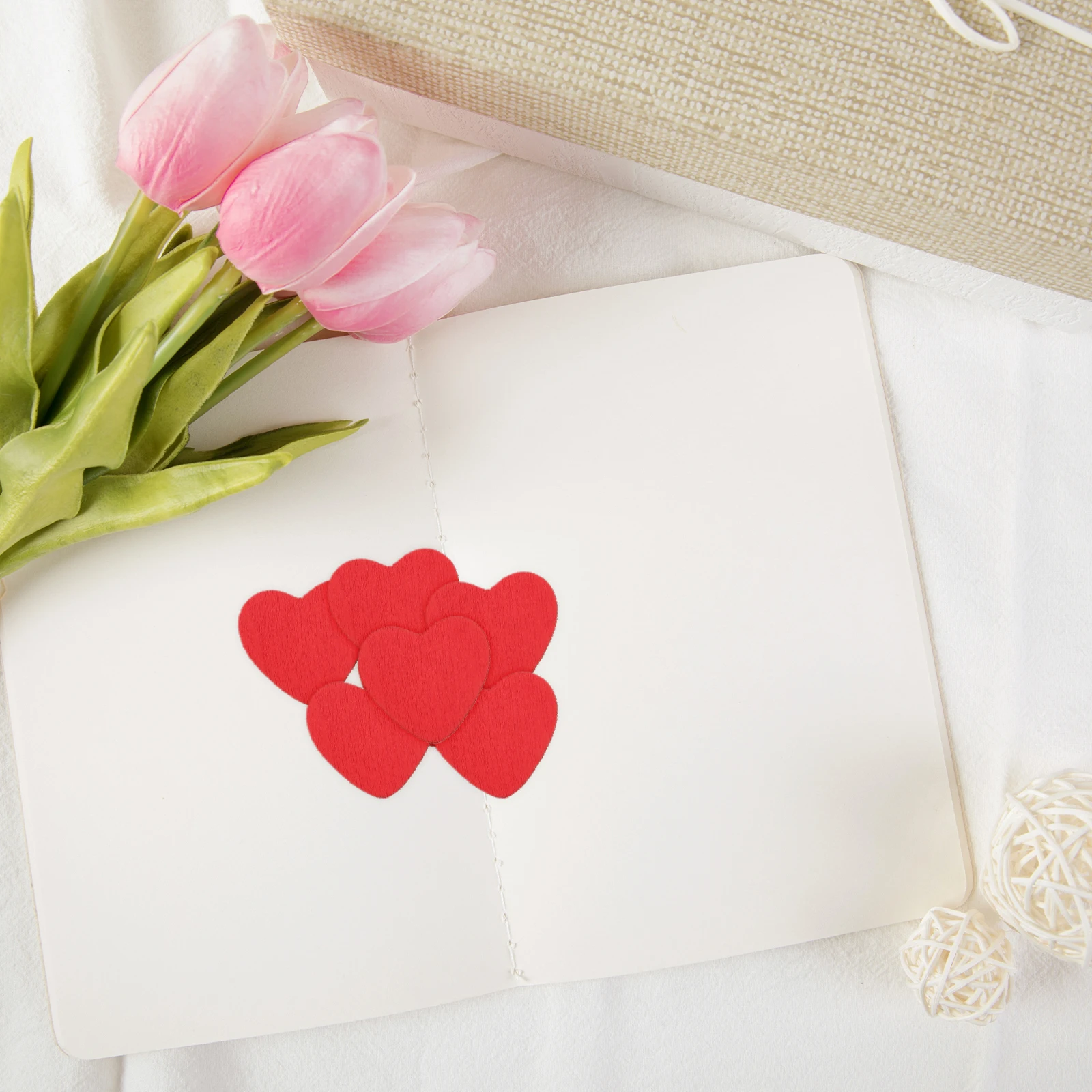 

200 Pcs Self Adhesive Wood Chips Heart Shaped Wooden Valentines Day Decor Red Rustic Wedding Craft Sewing Accessories