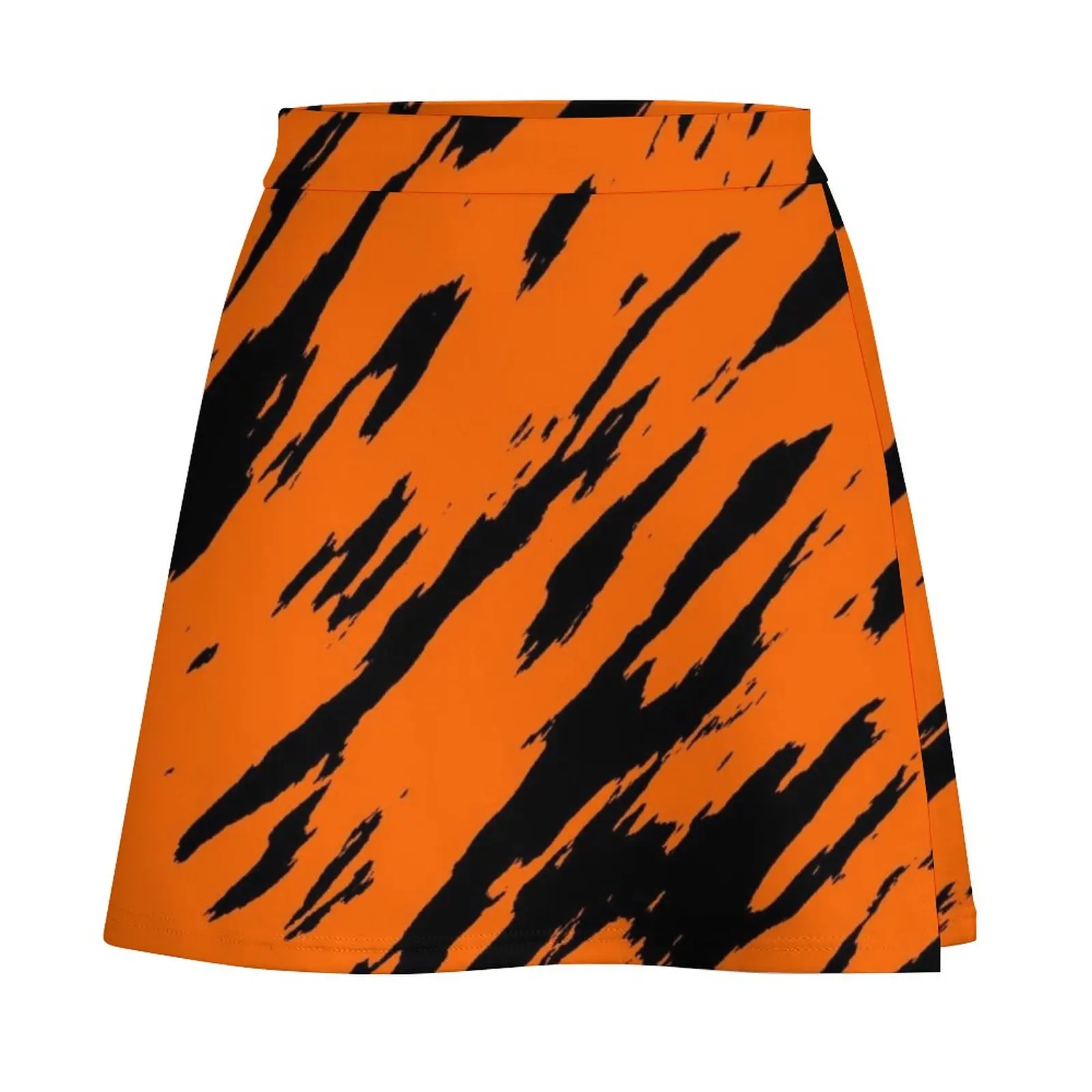 Tiger Print Bengal, Orange Black Animal Pattern Mini Skirt night club outfit Skirt satin