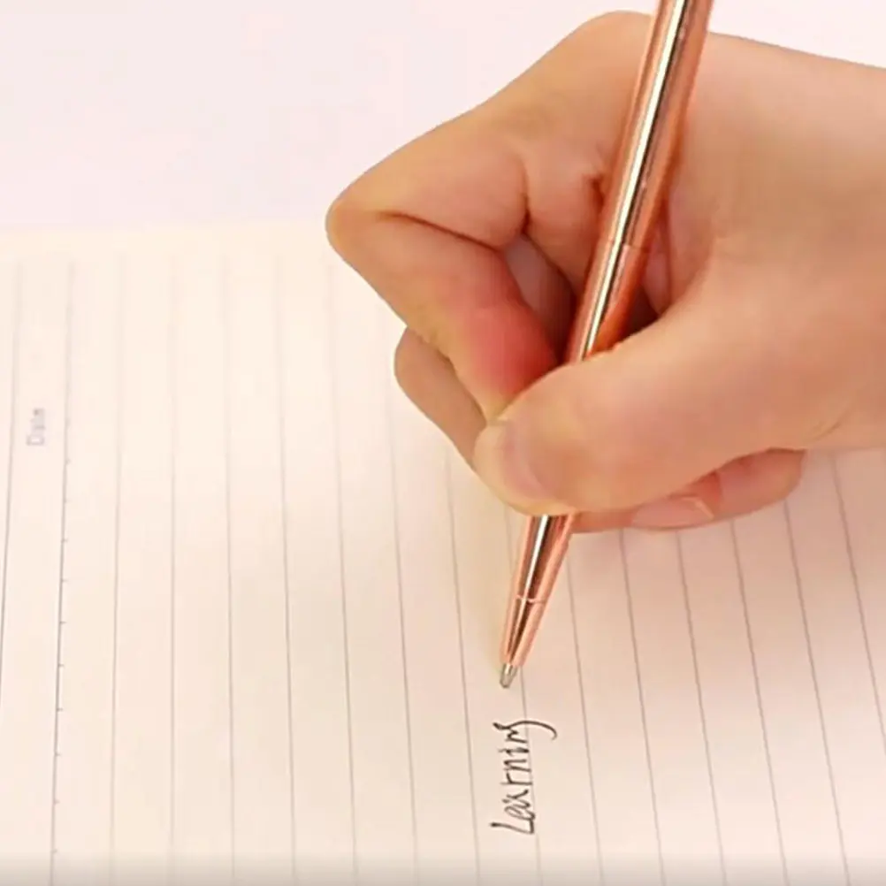 

2Pcs Heart Creative Ballpoint Pens Rose Gold Stainless Steel Smooth Writing Pen Office Student Stationery Gift