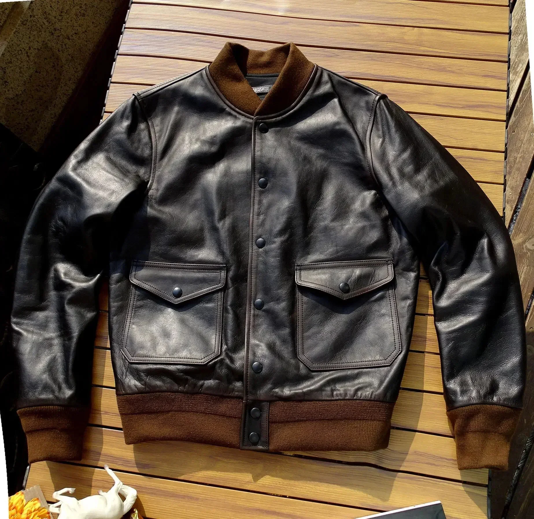 2025 Spring Autumn Fall Fashion Man's Genuine Leather Coat Natural Horse Skin Male Motorcyclist Casual Outerwear Plus Big Sized