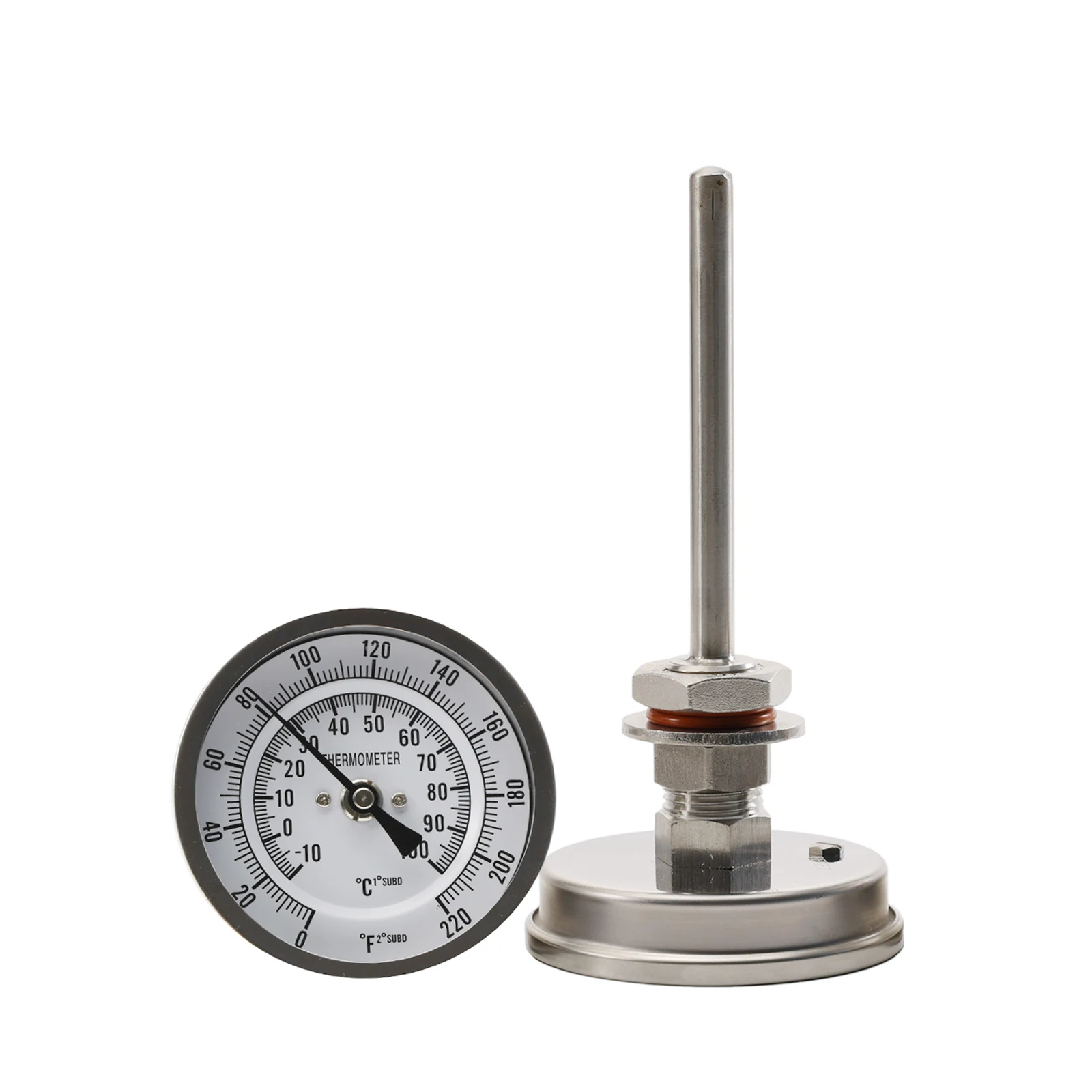 Chaleira caseira termômetro thermowell kit 1/2 "npt 3" face dial termômetro de aço inoxidável 304 dupla escala f & c cerveja mosto água