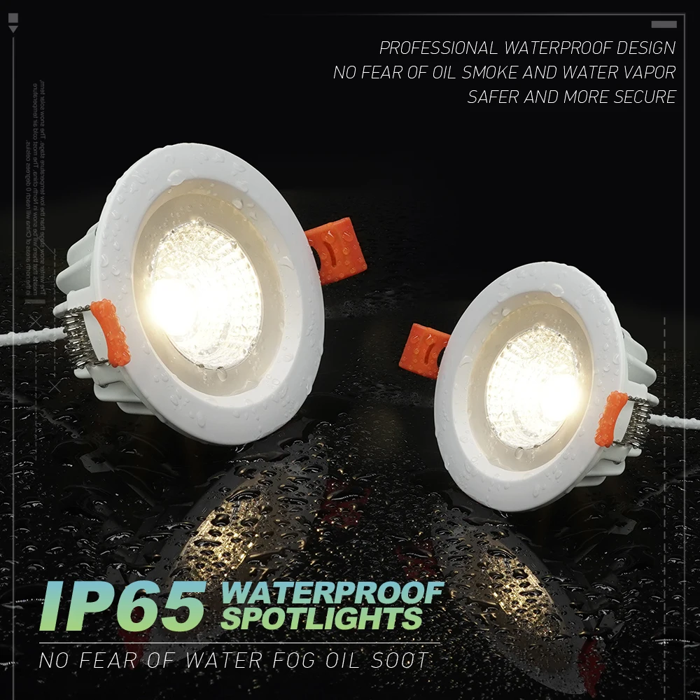 Oprawa sufitowa Led Downlight wpuszczane Led lampa sufitowa 5W 7W 12W Ip65 lampa punktowa Led łazienka balkon toaleta wodoodporne oświetlenie