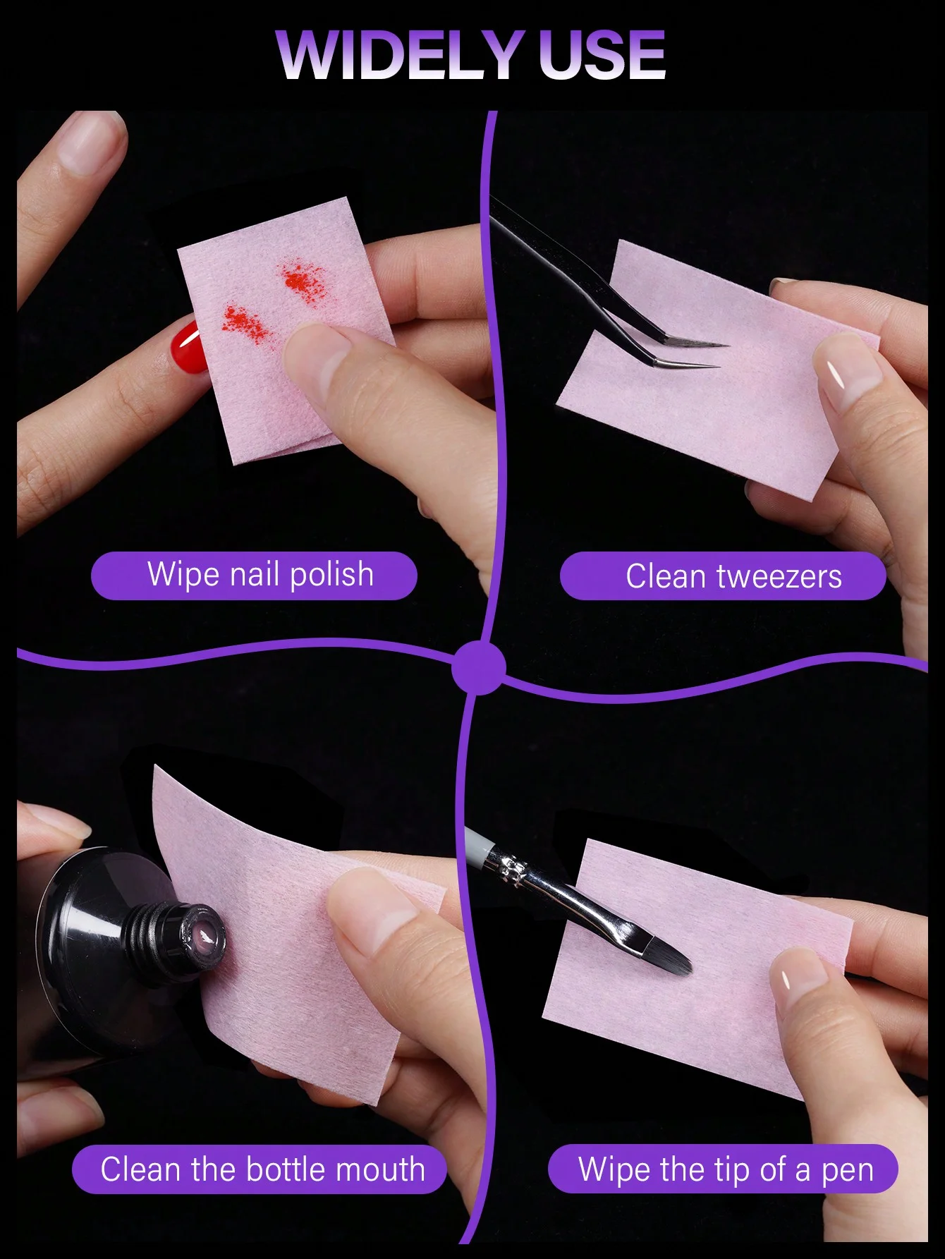 600 salviette per unghie senza pelucchi, tamponi per rimuovere lo smalto, morbidi cuscinetti per rimuovere lo smalto in acetone non tessuto salviette per unghie per la preparazione delle unghie