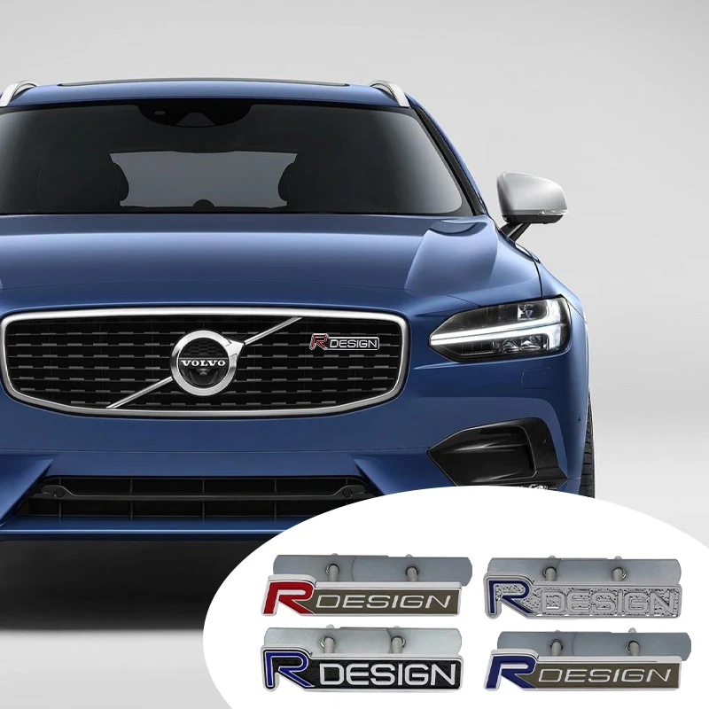 3D Metal Rdesign R Design Front Grill Car Badge Sticker Emblem Decal Decoration For VOLVO XC40 XC60 XC90 V90 S90 S60 V60 V40 C70