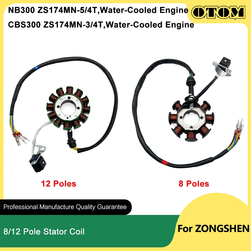 OTOM 8/12 Poles Motorcycle Stator Coil Generator Ignition For ZONGSHEN CBS300 ZS174MN-3 NB300 ZS174MN-5 Engine Accessories Parts