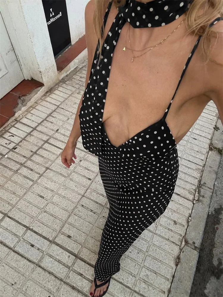 2025 col en v Sexy imprimé robe Maxi pour les femmes dos nu mince Patchwork Spaghetti plage robe moulante femme licou robes