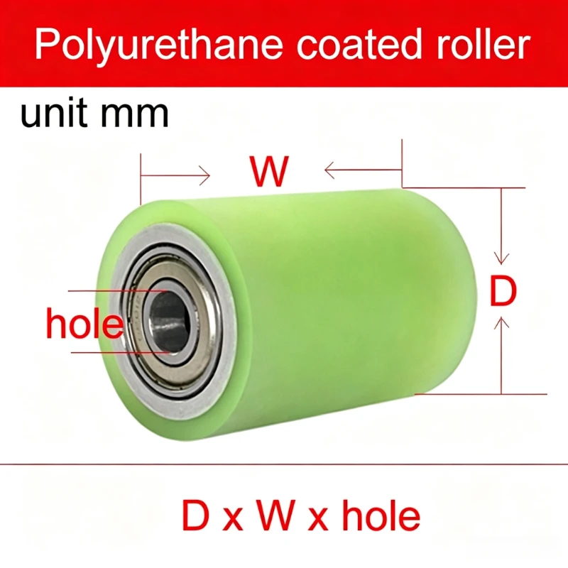 1pcs Polyurethane Coated Roller Wheels,rubber roller wheel with bearing ，Wear Resistant Industrial Machine Roller OD 15mm-100mm