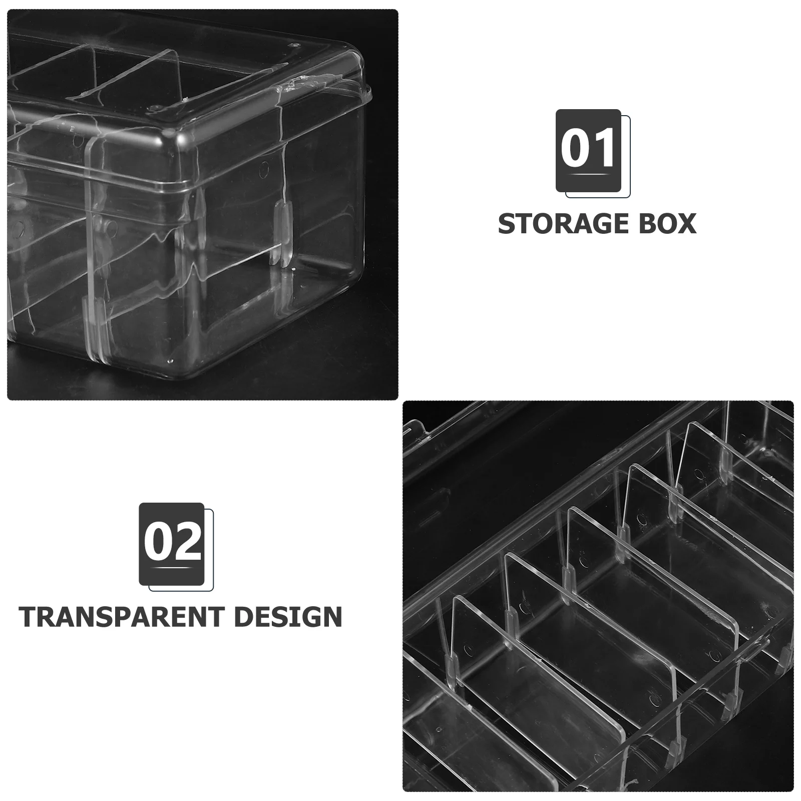 Transparent Storage Box Thick Material Removable Dividers Card Business Cable ganizer Plastic Container Desk Clutter Free