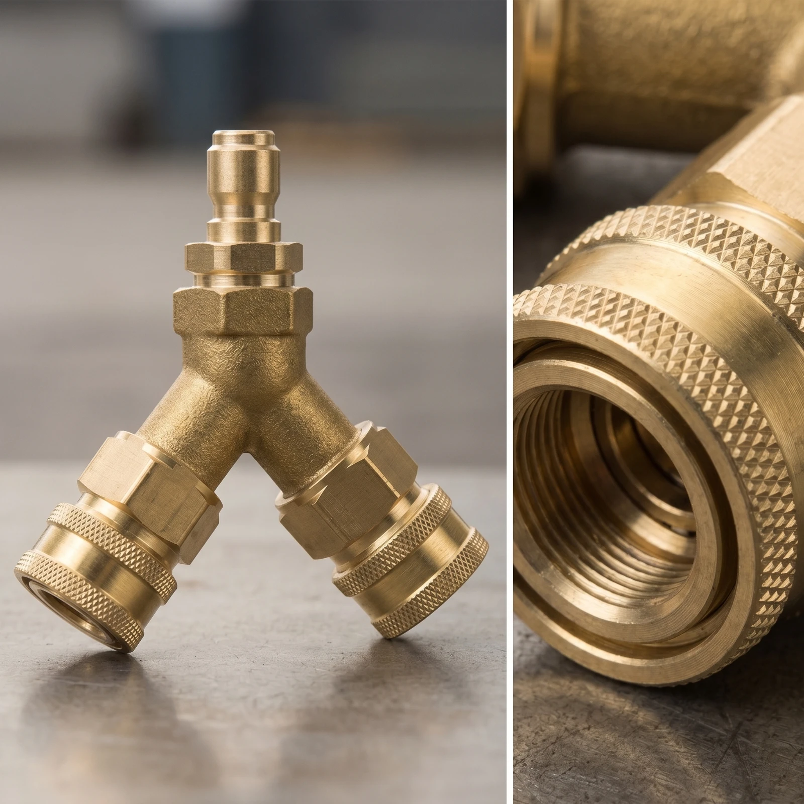 Y-Connector with Quick-Connect Solid Brass Pressure Washer Quick Connect Kit Pressure Washer Connector Hand-Tightened