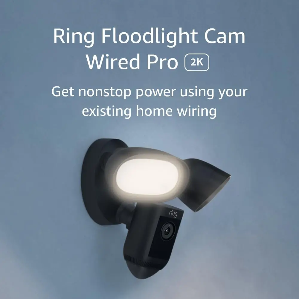 Pro Wired Floodlight Security Camera with 2K Video, Color Night Vision, Two-Way Talk and Motion Detection