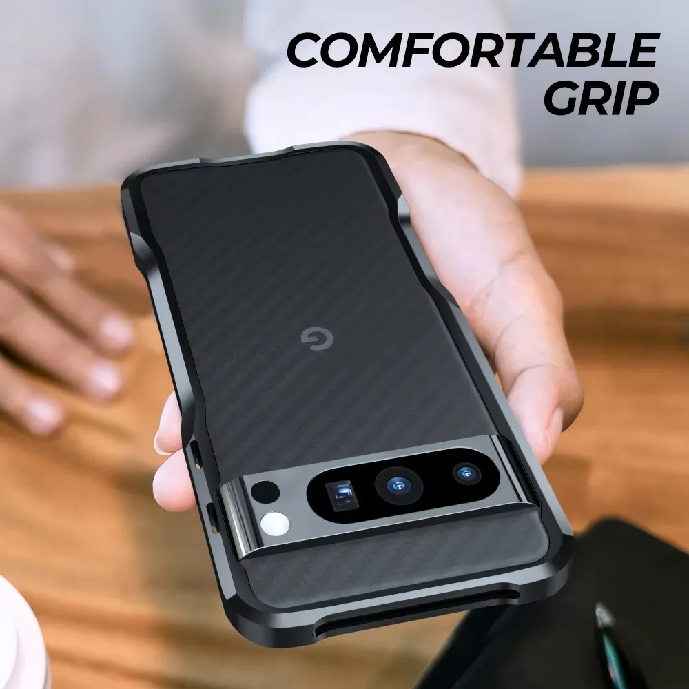 حافظة خفيفة الوزن من الألومنيوم المعدني عالي الجودة مقاومة للصدمات لهاتف Google Pixel 8 Pro Pixel8 إطار جلدي + واقي عدسة الكاميرا Pixel 8