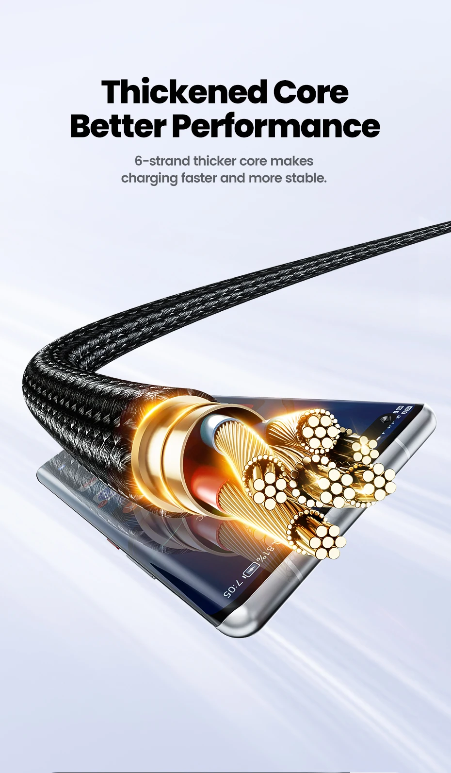Toocki 3er-Set 100W USB-C Kabel Typ C PD3.0 mit LED-Anzeige für schnelles Laden – für iPhone 17/16, Xiaomi, Huawei, MacBook – 5A Typ-C Datenkabel – Detail 8