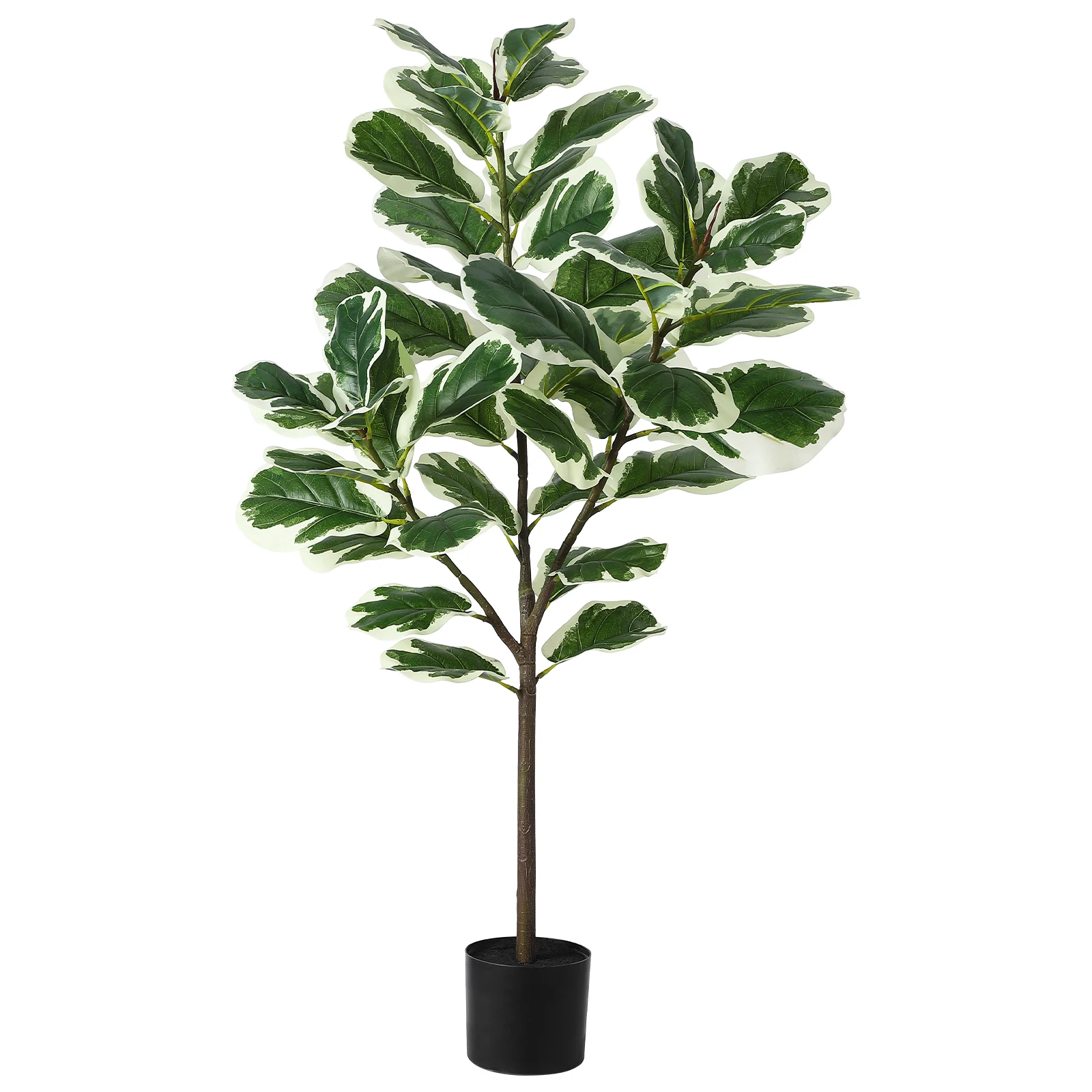 

Artificial Fiddle Leaf Fig Tree, 51 Inch Faux Ficus Lyrata Plant with 46 Fiddle Leaves, Fake Floor Plant in Pot for Indoor