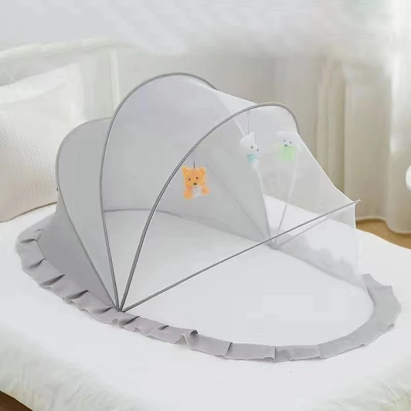 Moustiquaires pliables avec oreillers en coton pour lit de bébé, filet CPull, portable, literie pour bébé