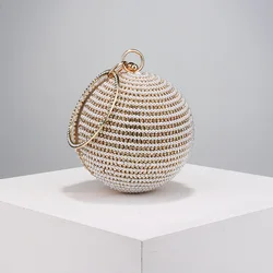 Ball Shaped Women Clutch Diamonds Pearl Handbags With Chain Shoulder Pearl Party Wedding Evening Bags For Lady Purse