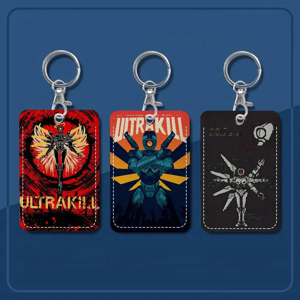 STEAM GAME U-ULTRAKILL PU Soft Leather Rectangular Key Card Holder Induction Elevator Protection Cover Youth Faion Accory