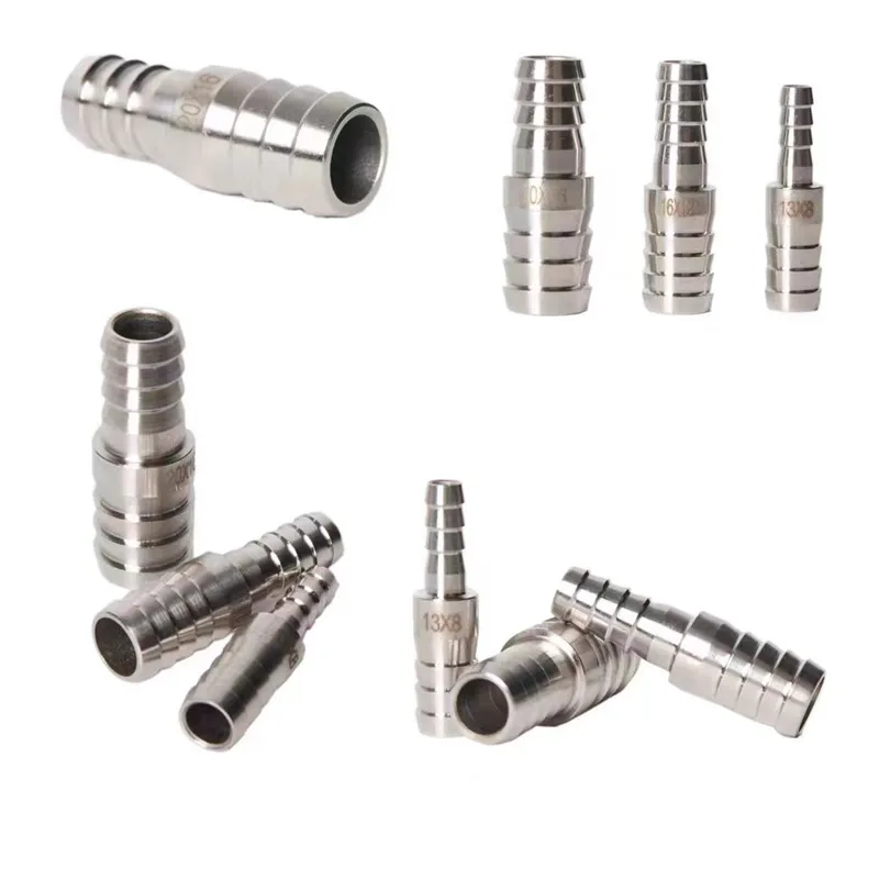 6mm 8mm 10mm 12mm 14mm 16mm 20mm 2 Two Way Straight Hose Barb 304 Stainless Steeel Barbed Pipe Fitting Reducer Connector