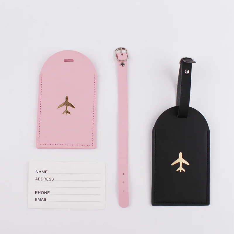 Portable PU Leather Luggage Tag Suitcase Identifier Label Bag Tags for Lunggage Boarding Bag Tag Travel  Voyage Accessories