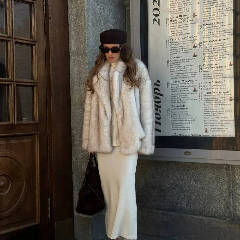 Cross-border Short Faux Fur Artificial Eco-friendly Fur Coat Popular European and American Warm Autumn and Winter Top for Women