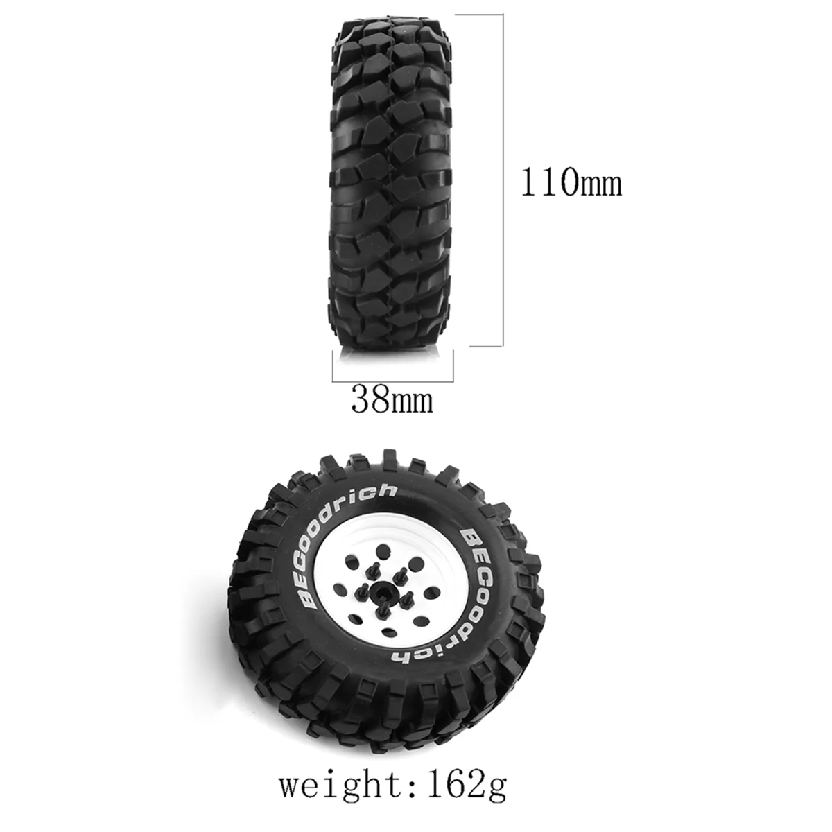 IINBD-4Pcs 110mm Wheel Set for /10 Short Course Truck 10 Round Holes, White