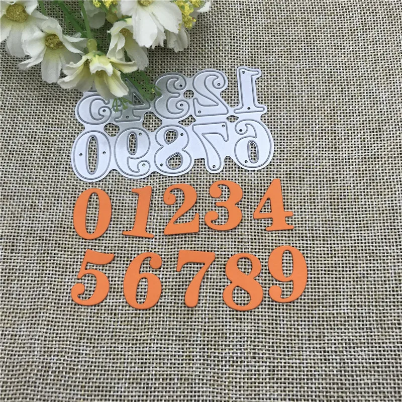 Molde de metal estêncil para o corte morre, Scrapbook Die Cut, artesanato álbum de papel, gravando artesanato cartão DIY, 0-9 números, 1 conjunto