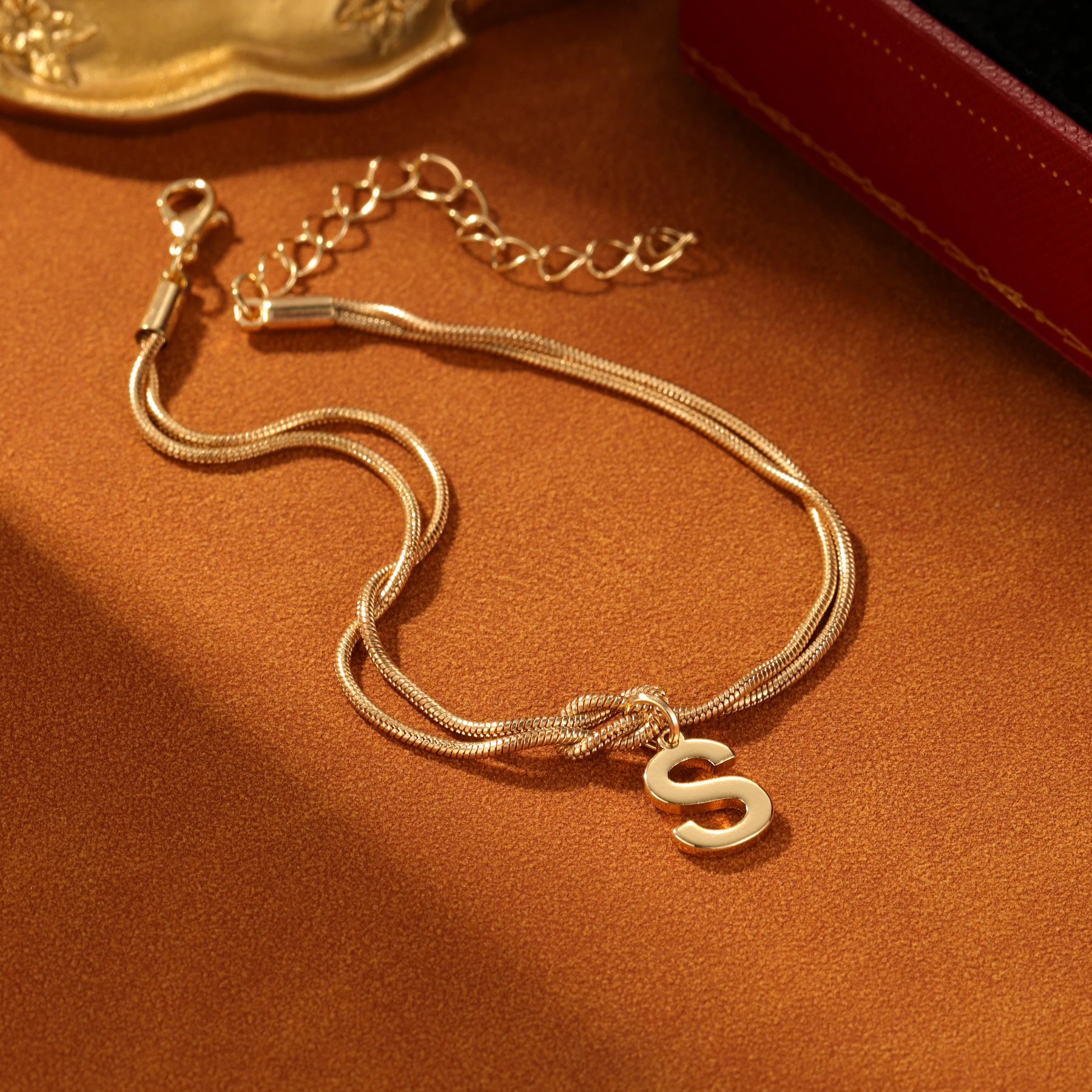 مخصص الأولي رسالة سوار شخصية معقود رسالة سوار مزدوجة الطبقات ثعبان سلسلة المرأة سوار هدية لابنة #1