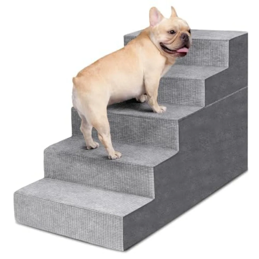 

Dog Stairs for Small Dogs, -Step Dog for High Bed and Couch, High-Density Foam Pet Steps with Supporting Board, Non-Slip Remova