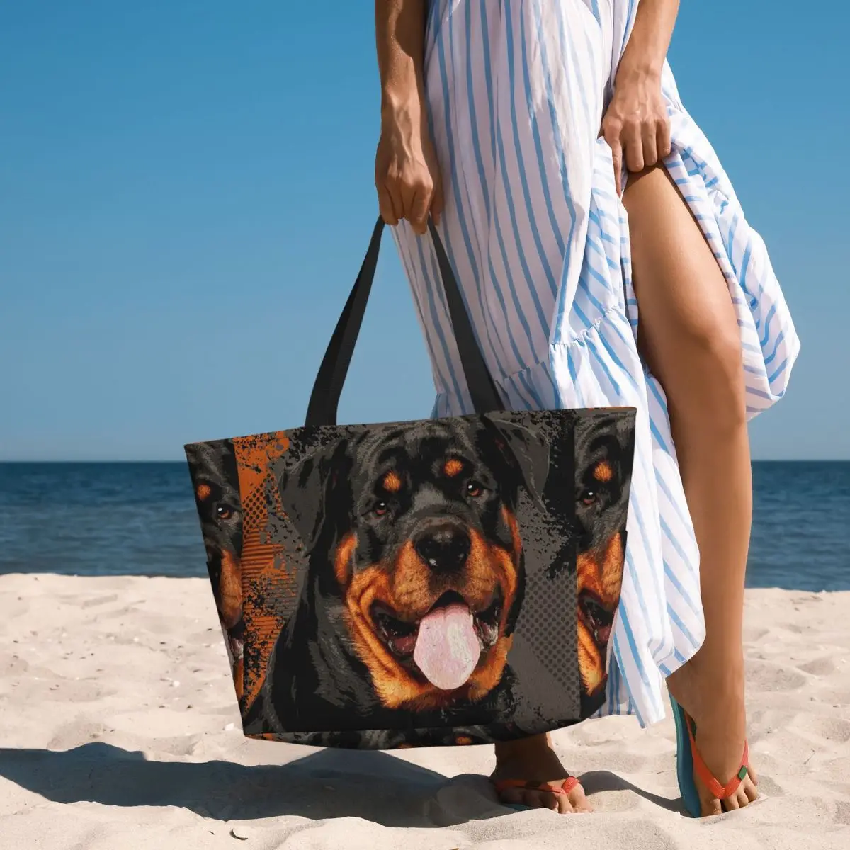

Rottweiler - Metzgerhund Digital Art Beach Tote Bag Sport Gym Yoga Duffle Large Tote Bag Women Travel Bag Fitness bag