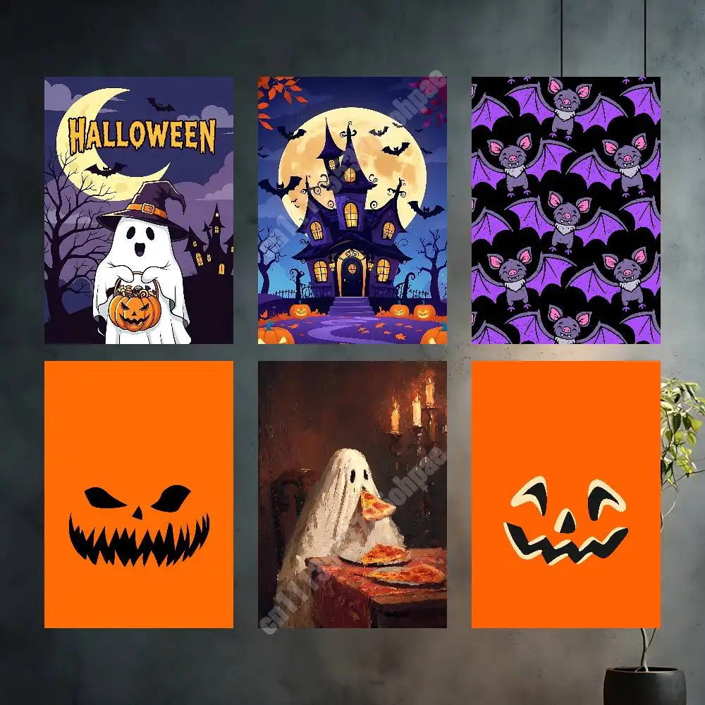 Halloween Pumpkin Lantern Haunted Castle Aesthetic Poster HD Gallery Prints Home Wall Art Creative Gift