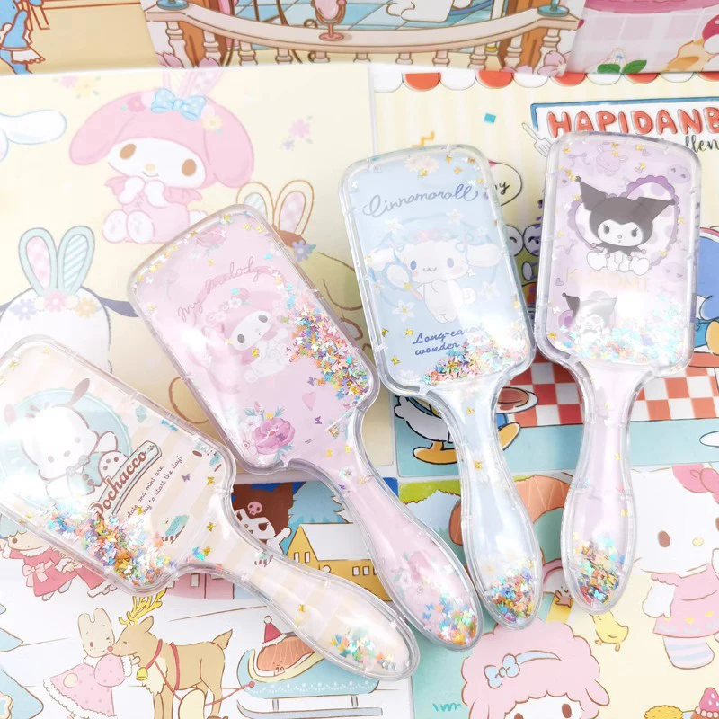 Cartoon Sanrio Air Cushion Comb Kuromi Cinnamoroll MyMelody Anime Girl Kawaii Comb Cartoon Square Massage Comb Accessories