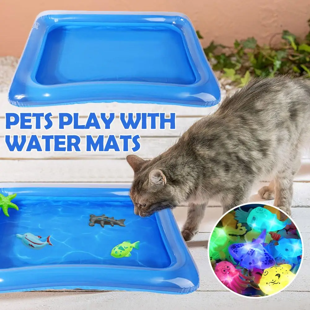 Thickened Sensor Water Play Mat Water Sense Play Mat Entertained Water Fish Mat Cats Summer Pet Keeps Mat Pet With Play C9H0