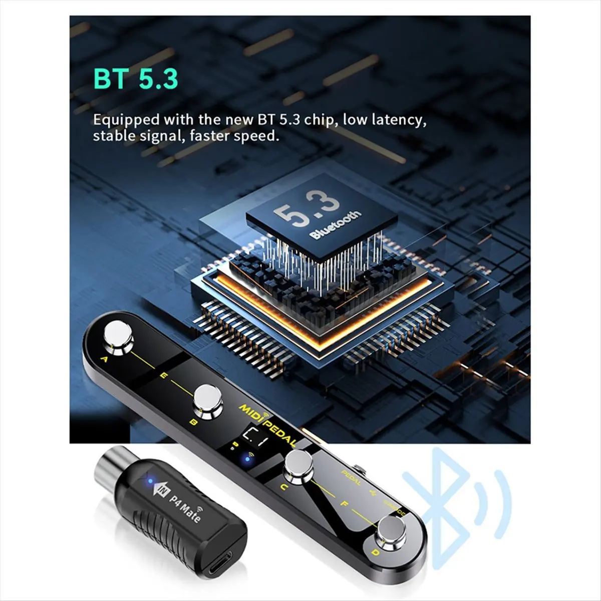 didyou Wireless MIDI Adapter Audio Transmitter Receiver 2.4GHz Ultra-Low Latency Built-in Silent MIDI Foot Controller