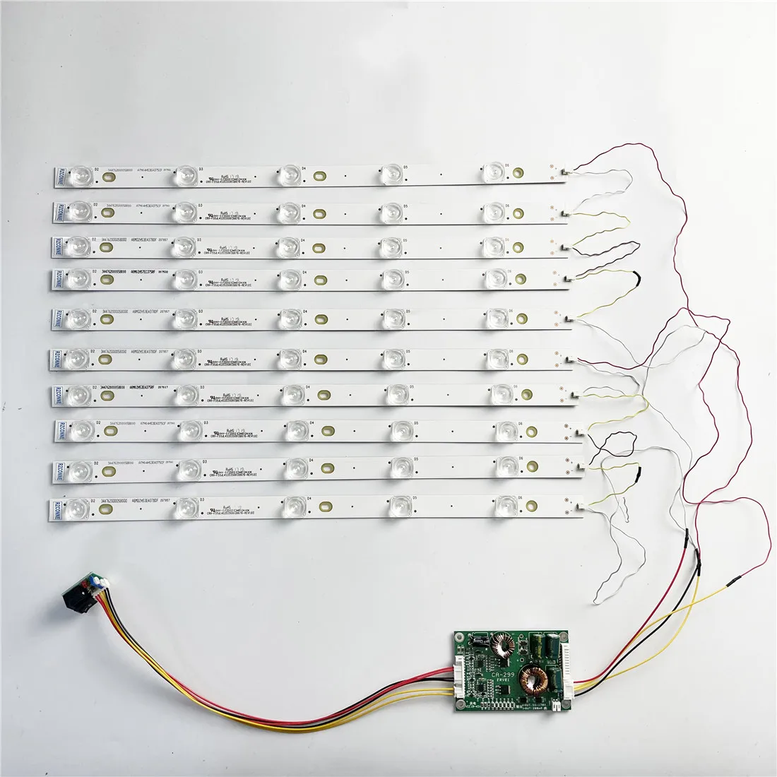 10 Uds. Tira de LED para iluminación trasera de 425mm, kit de 5 lámparas, placa de lente óptica, filtro para TV LCD de 39 40 42 y 43 pulgadas,