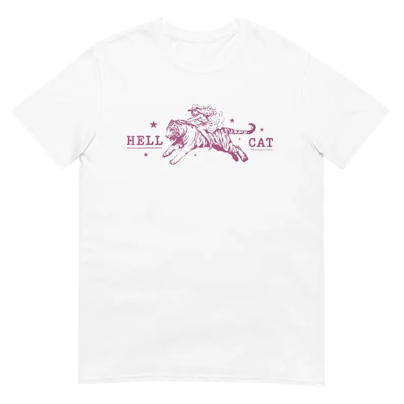 Hell Cat Cowgirl Riding Tiger Vintage Shirt