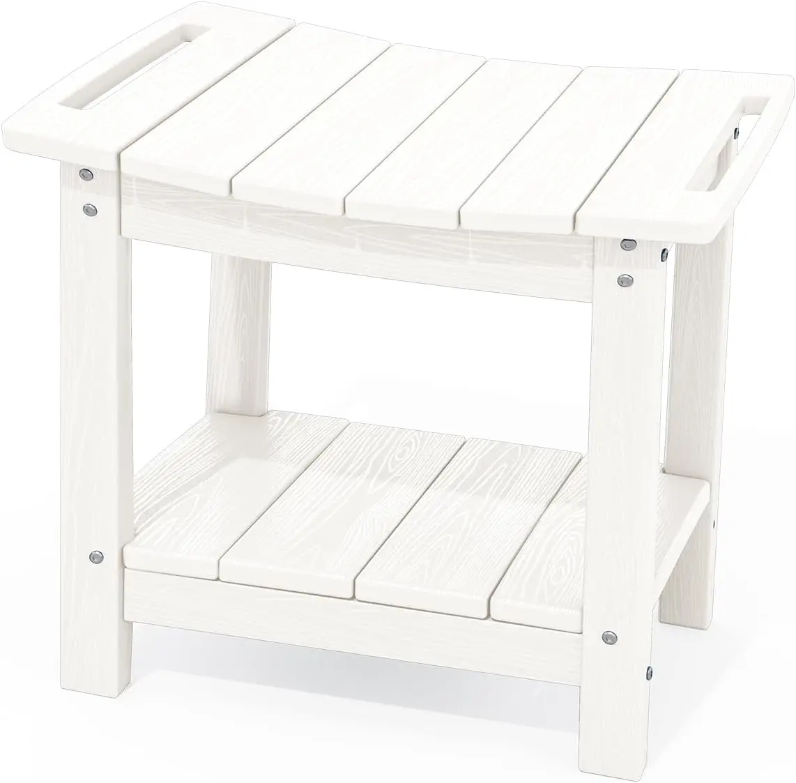 

18" HDPE Waterproof Shower Bench with Storage Shelf & Handles, 360 lbs Capacity, White