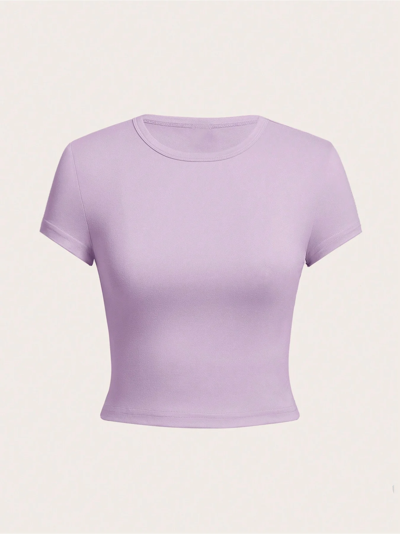 4PC-2026 Casual and Elegant Women's Style - Four Color Round Neck Short Sleeved Solid Color Tight Short T-Shirt 4-Piece Set