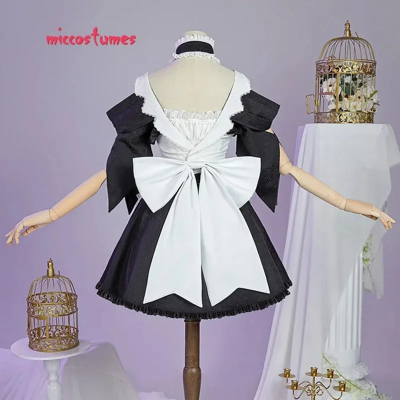 25COSMiccostumes 여성용 미사키 코스프레 의상 메이드 복장과 헤드 밴드 초커 할로윈 코스프레 의상