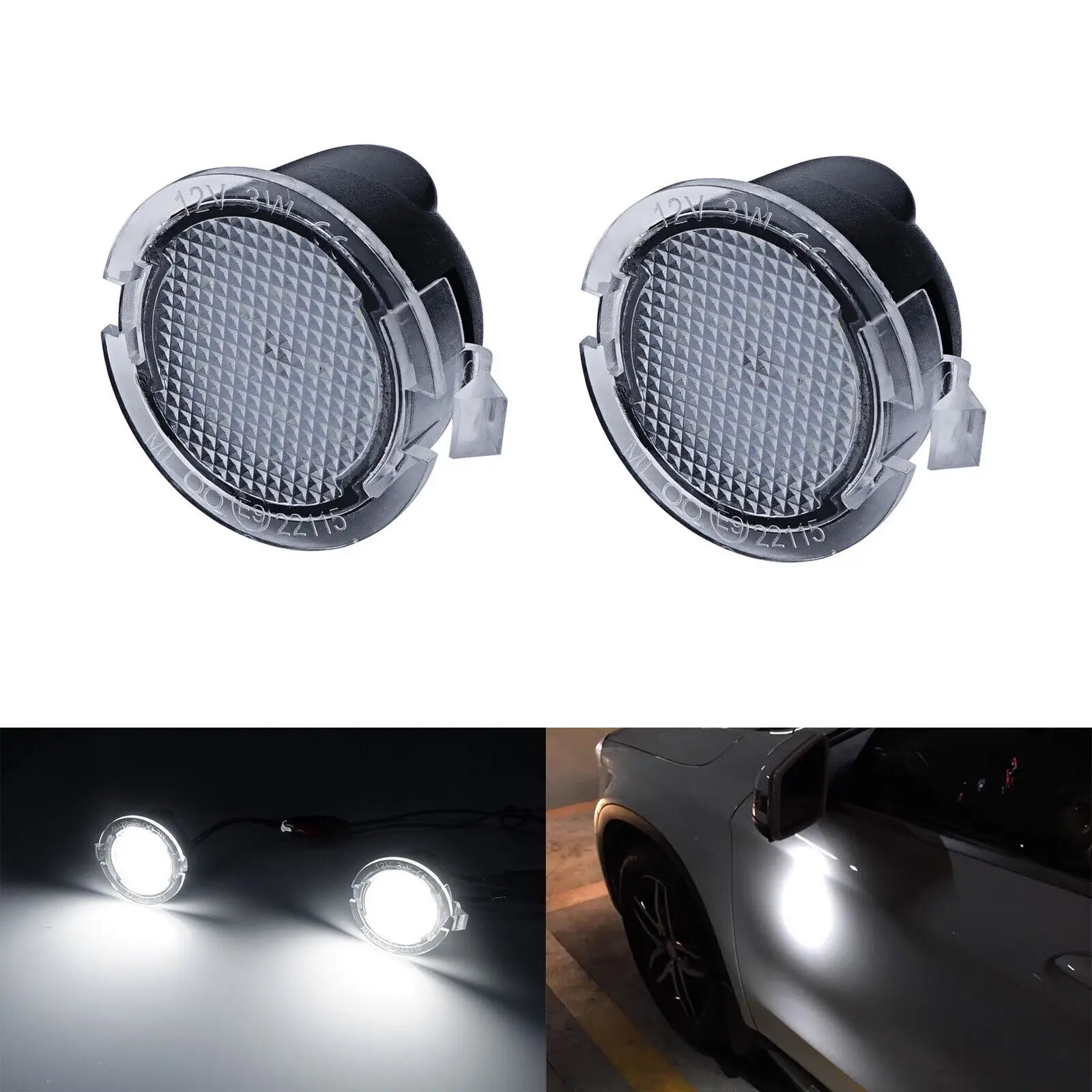 2Pcs LED Side Under Mirror Puddle Light For Ford Mondeo V Fusion Ranger Expedition Exterior Part Licence Plate Light Replacement