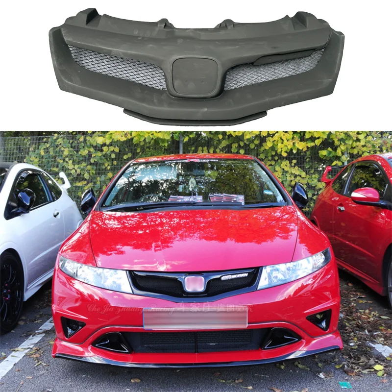 

For Honda Civic FN FK FN2 TYPE R 2006 2007 - 2012 Real Carbon Fiber Front Grille Mu-gen Style FPR(Unpainted) Grilles