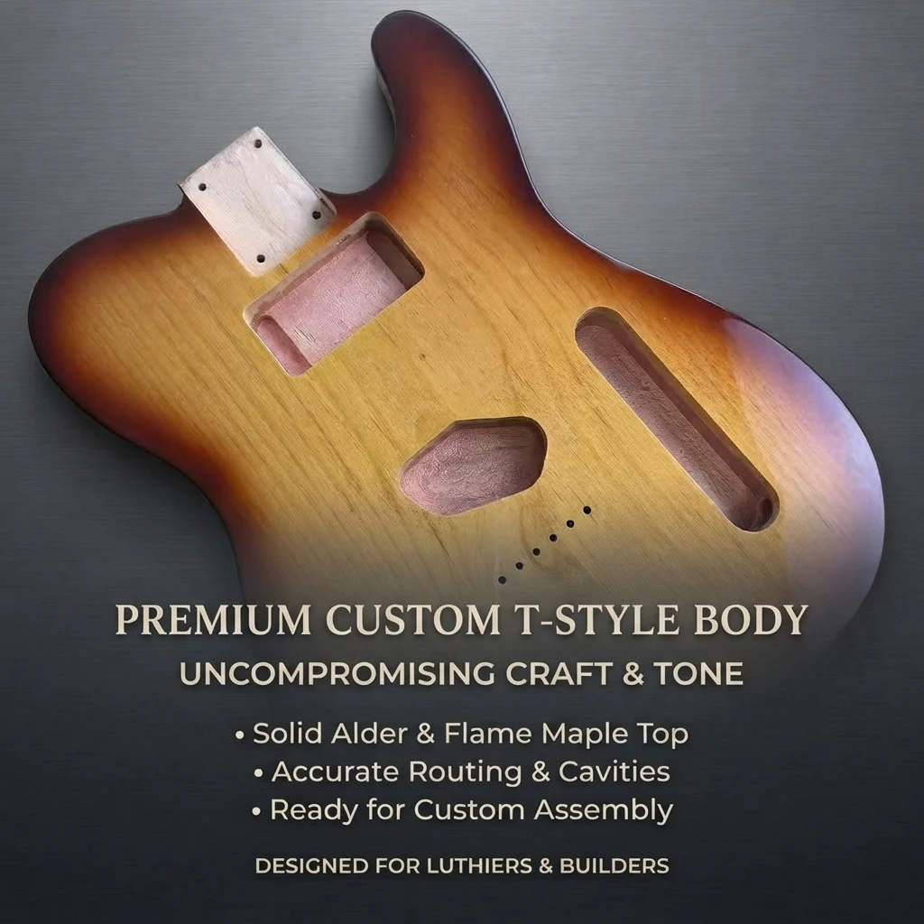Sunburst TL  Guitar Body Solid Alder Flame Maple Top Precise Routing Unfinished Blank Body For Luthier Custom Guitar Build