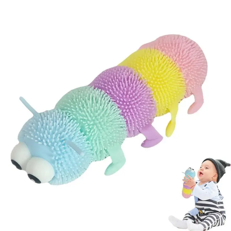 Colorful Caterpillar Toy Luminous Squeeze Toy Soft Caterpillar Stretch Cute Sensory AntiStress Decompression Toys Christmas