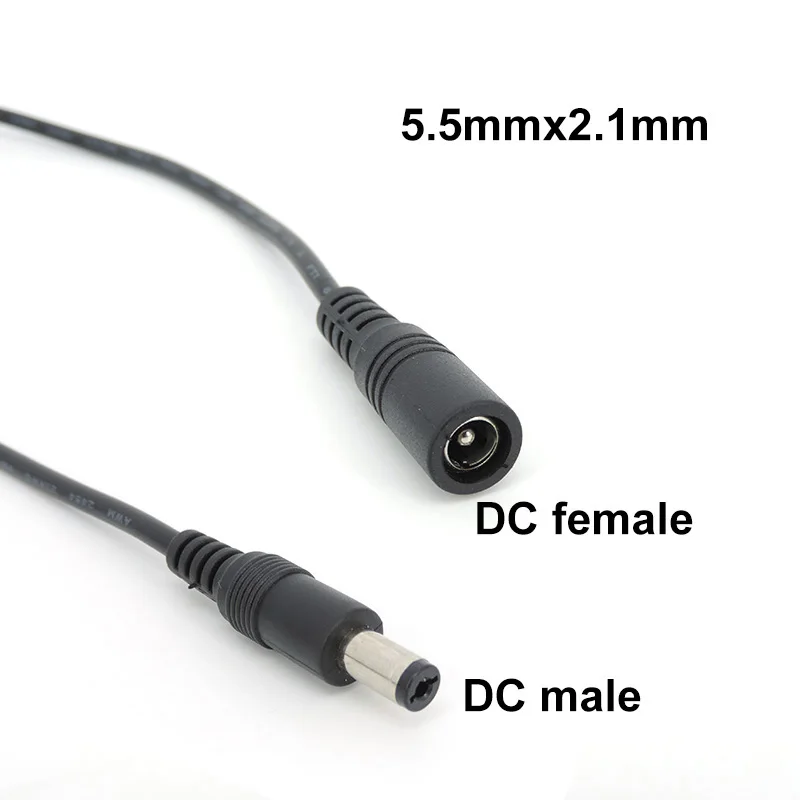 1m/2/3/5m DC Power supply Cable Female to Male Plug connector wire Extension Cord Adapter 5.5x2.1mm For 12V strip light Camera E