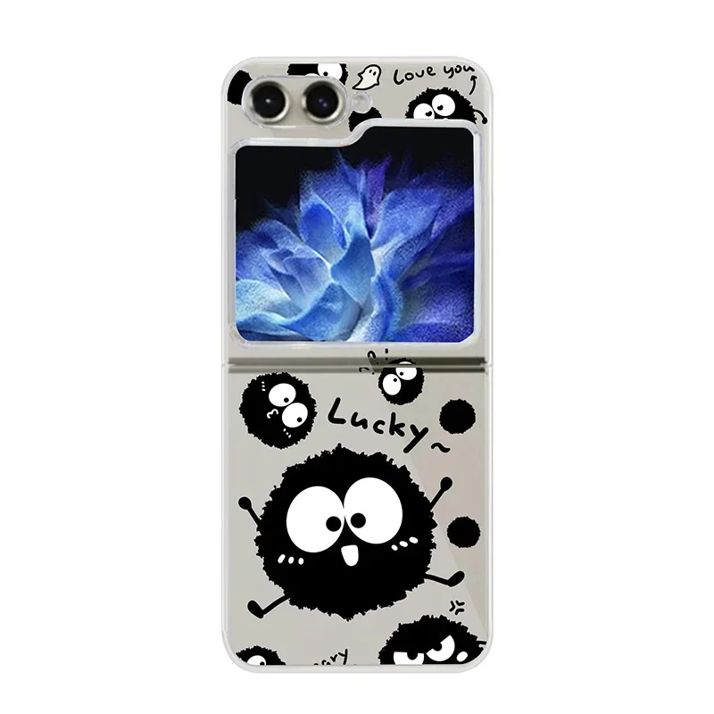 مضحك الكرتون الفحم الكرة حالة شفافة ، الغطاء الصلب لسامسونج غالاكسي Z الوجه 5 ، ZFlip 6 ، واضحة