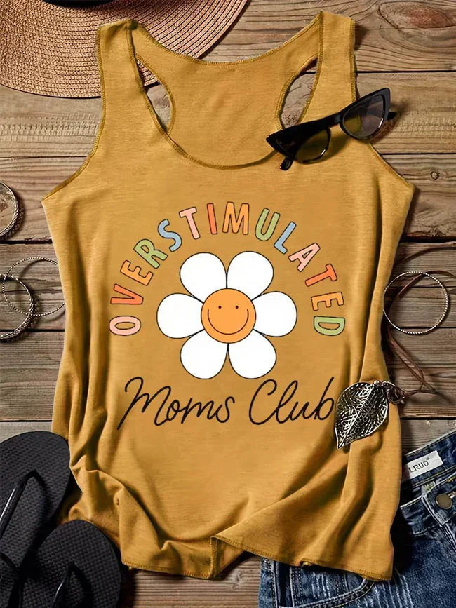 Overstimulated Moms Club Art Design Print Tank Top Summer Sexy Tank Top