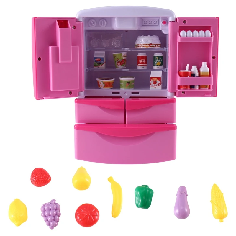 Yh218-1 simulação geladeira brinquedo crianças pequenos eletrodomésticos brinquedos meninos e meninas definir música com luzes